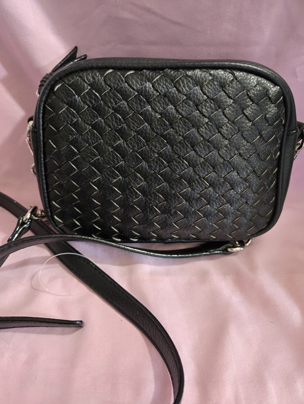 Sanctuary Woven Leather Black Crossbody Bag EUC